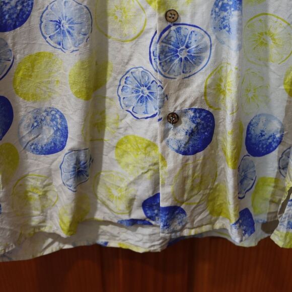 Tulliano Casual Blue and Yellow Button Down Shirt with Playful Print Medium - Picture 7 of 10